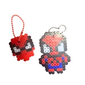 Red and Black spiderman Beaded Keychains